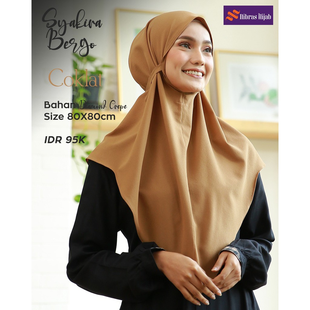 NIBRAS HIJAB SYAKIRA BERGO BAHAN DIAMOND CREPE HIJAB INSTANT BERGO POLOS MUSLIMAH