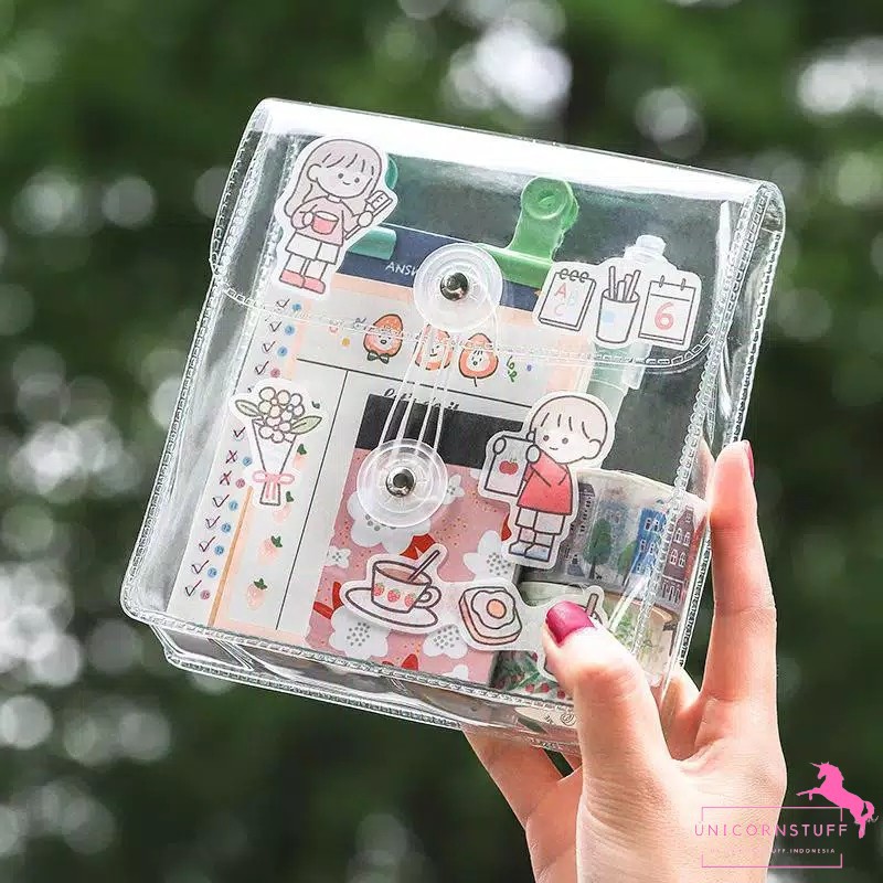 Pouch Transparan Tempat Pensil Kosmetik Transparan Bahan Tebal dan Premium Clear Korea Anak Remaja