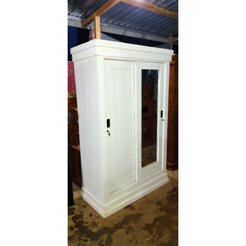 lemari jati sliding 2 pintu