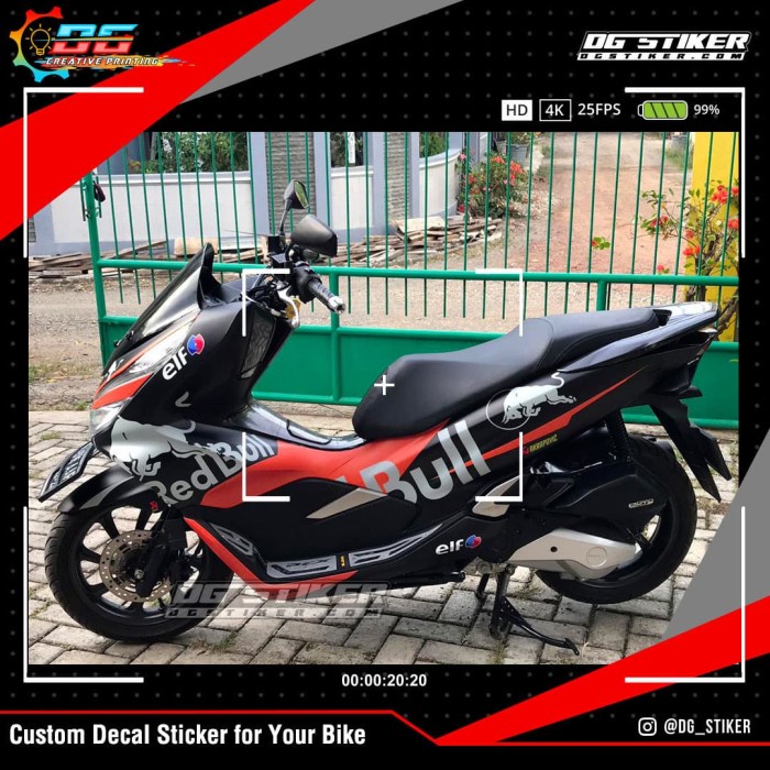 Decal Pcx 150 Lokal 2018 Hitam Redbull Tech3 DG Stiker