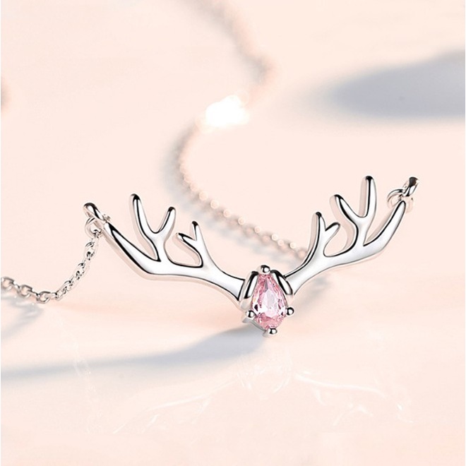 925 perak murni Forest Antlers Diamond mewah Klavikula liontin kalung untuk wanita Moissanite gaya Korea perhiasan fashion sederhana