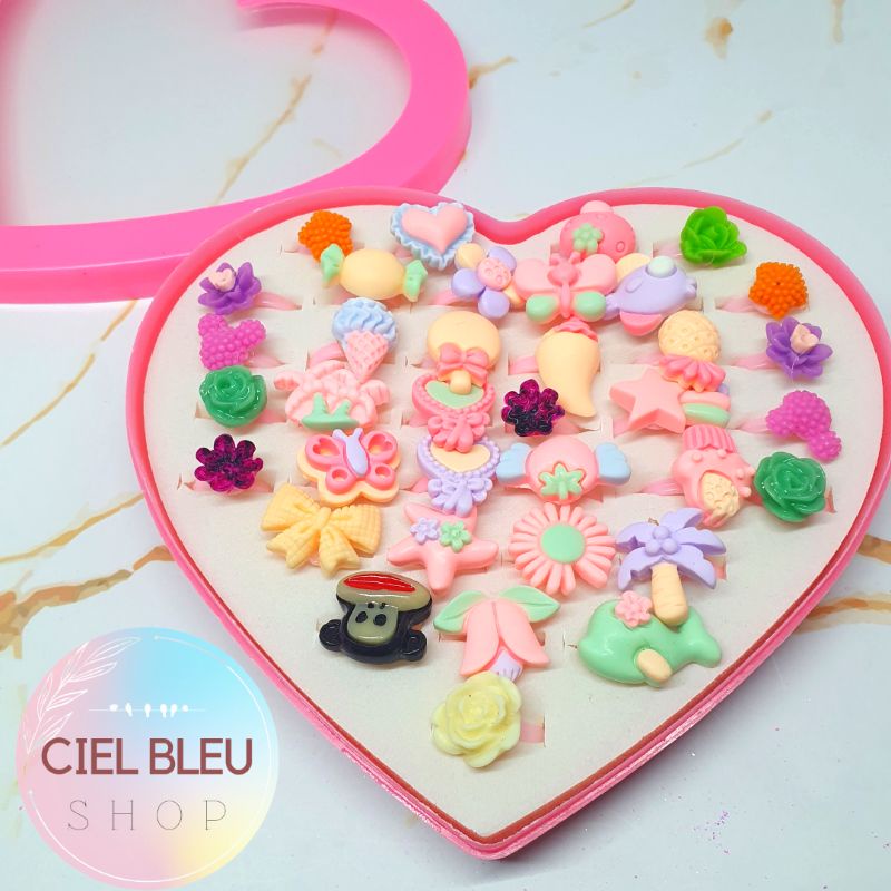 (ISI 36 PCS) CINCIN BOX ANAK KARAKTER KIDS RINGS / CINCIN MAINAN LUCU Cincin Karakter KOTAK / CIEL BLEU SHOP