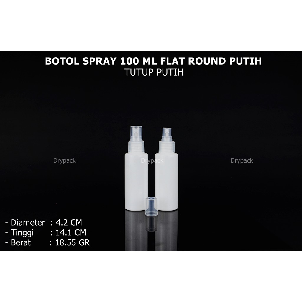 Botol spray 100 ml Flat Putih tutup Natural