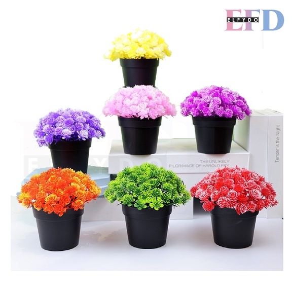 ELFYDO PT62 Pot Tanaman Hias Bunga Inti Nanas Plastik Ornamen Pot Bongsai Artificial Flower Decoration