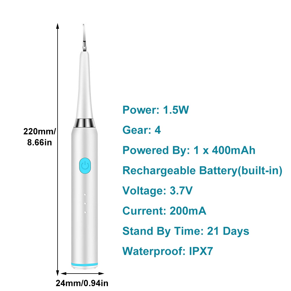 2 IN 1 Alat Pembersih Tartar Sonic Listrik IPX67 Tahan Air 3 Mode Pembersihan Perawatan Mulut Universal Untuk Anak-anak Dan Dewasa