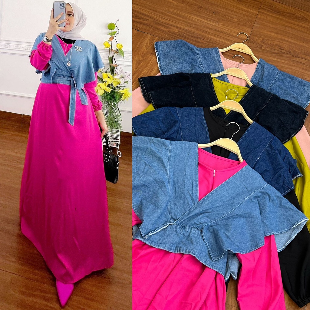 Ready Set 2 in 1 Gamis + Outer Jeans Pisah