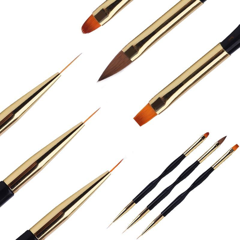 kuas nail art brush 3pcs 2 sisi nail art design