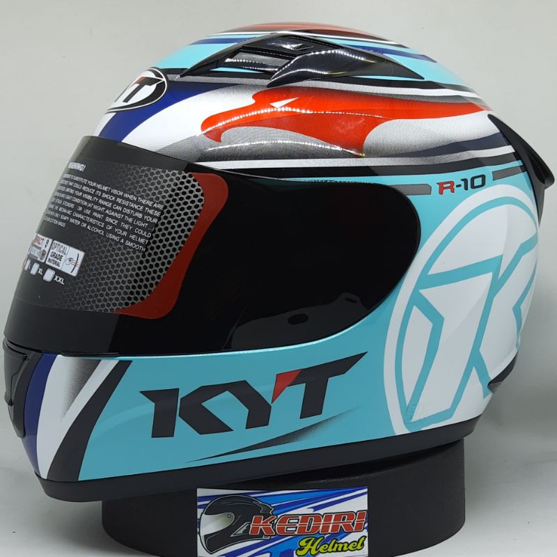 KYT R10 Aquamarine full face aqua blue paket ganteng