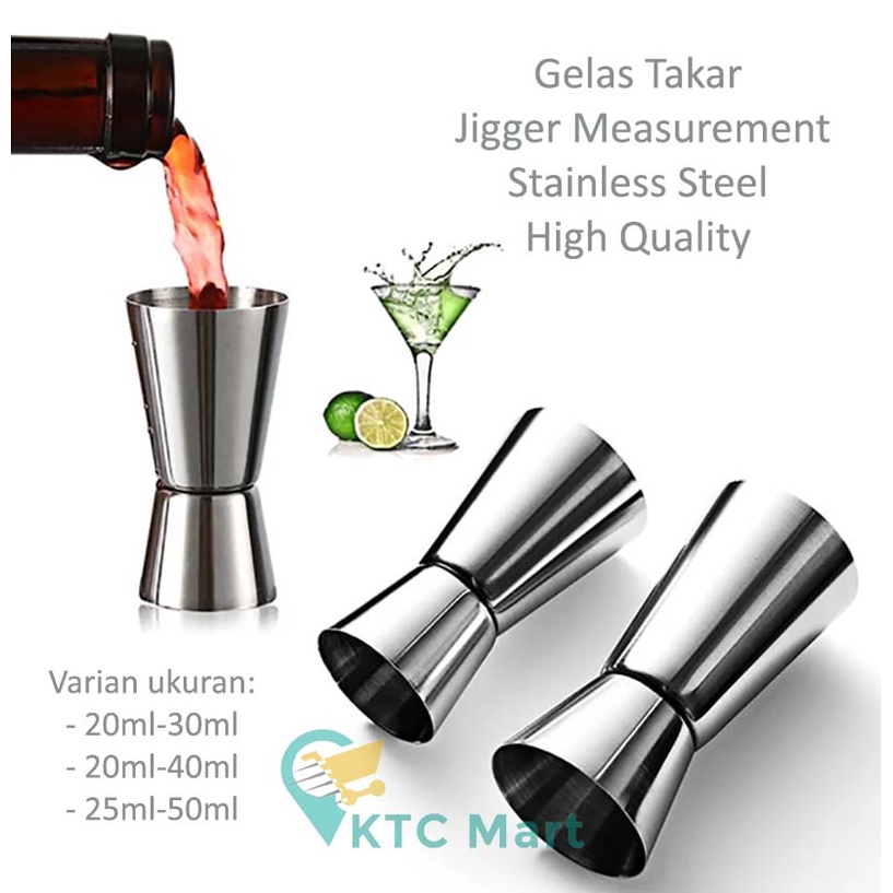 KTCmart - Jigger Stainless Steel Gelas Ukur Minuman Measure Cup Takaran Sirup Gelas Takar Minuman