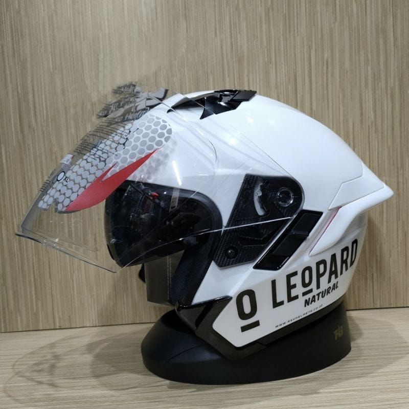 Helm RSV SV300 Double Visor  White / Putih Paket Ganteng Leopard dan Original