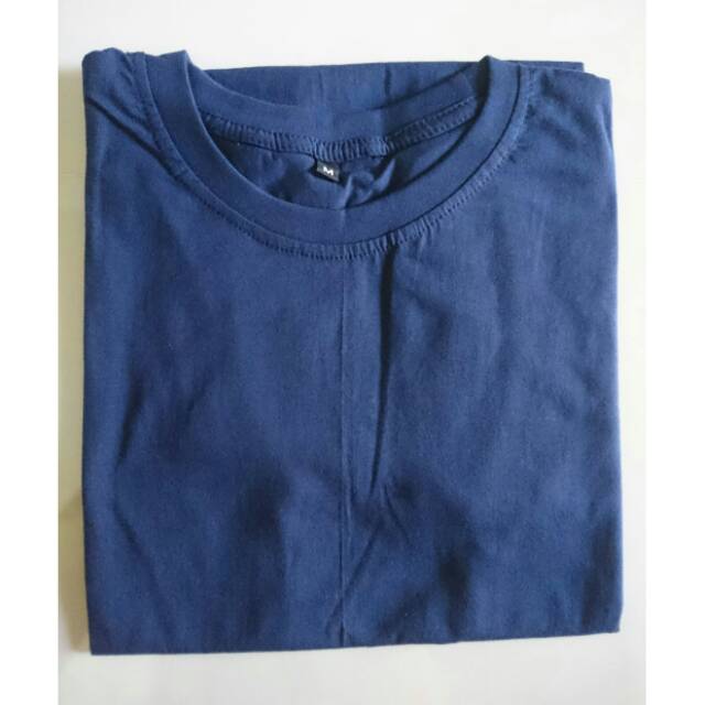  Kaos  polos  harian nyaman  navy blue unisex katun combed 30s 