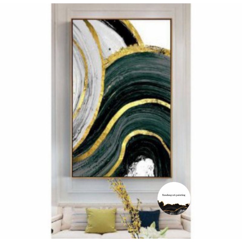 

lukisan abstrak white green