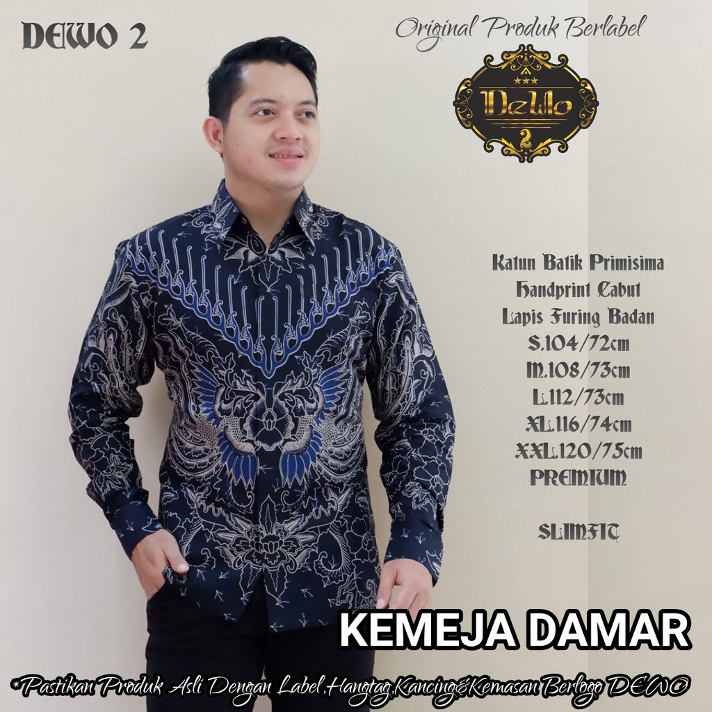 DAMAR DEWO BATIKSOLOAMANAH KEMEJA BAJU BATIK PRIA SOLO LENGAN PANJANG PENDEK LAPIS FURING ATASAN BATIK PREMIUM MODERN KATUN HALUS HEMKO BARUNO HARIMAU MODHANG NAVY GENDEWA DAMAR HITAM PRABA DEWO DAMAR DEWO SEMAR DEWARAJA ASMARALAYA RAGNALA DEWO ATMADEWA