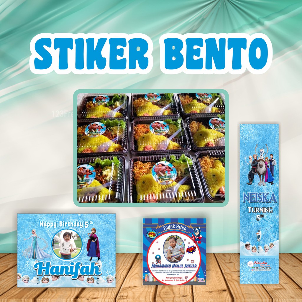 

Stiker BENTO Ultah, sticker Ulang Tahun, Nasi Bento, custom Karakter