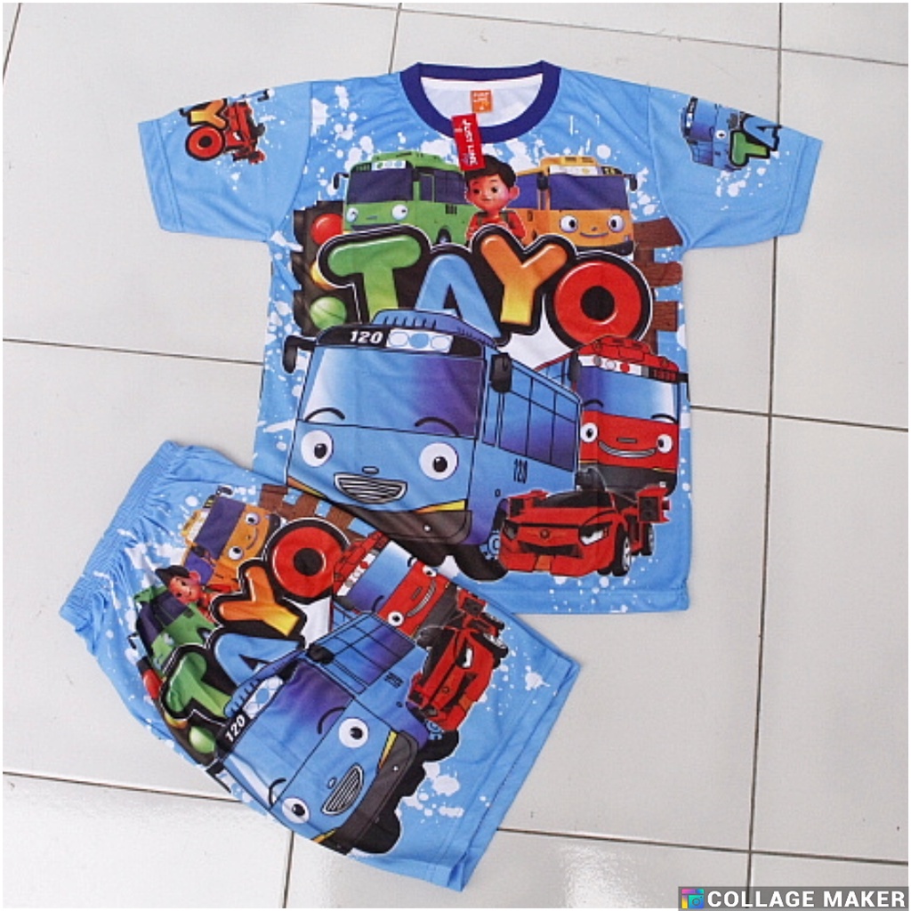 setelan kaos anak bustayo/kaos celana anak tayobus