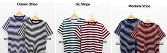 KAOS STRIPE BIG MAROON PUTIH COTTON PREMIUM CVC