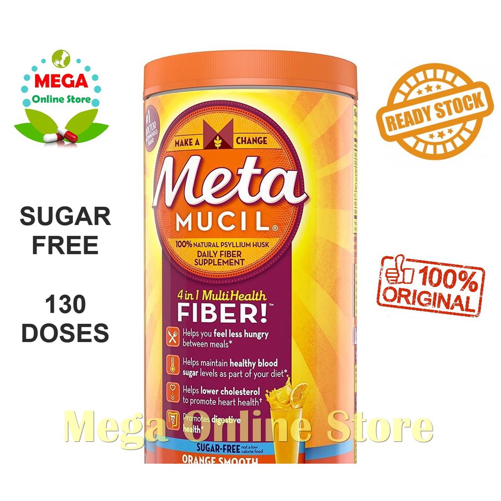 Metamucil Orange Smooth Sugar Free 130 Teaspoons