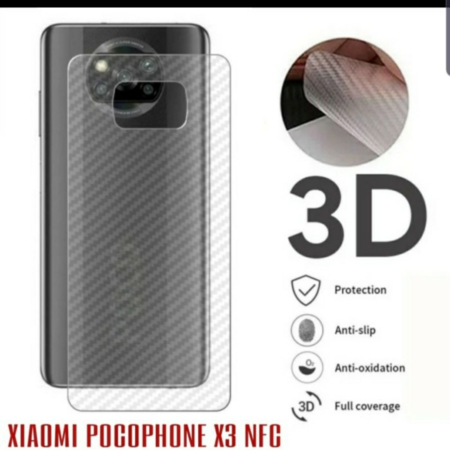 XIAOMI POCO M3 POCO X3 Anti Gores Belakang Back Skin Carbon Transparan