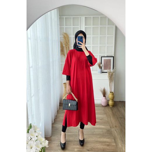 Jaya.Co Dress Mendy Cotton Combed Oversize Long Dress Katun Tunik Katun Basic Good quality