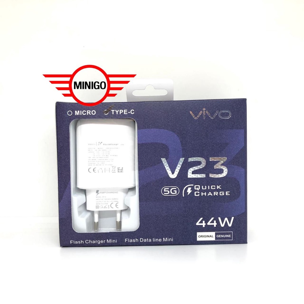 charger vivo max 44w V23e V23 5G T1 5G Y21 5G Y21s Y21T Y33t Y33s Y21A V21e Y01 fast charging type C DAN micro usb