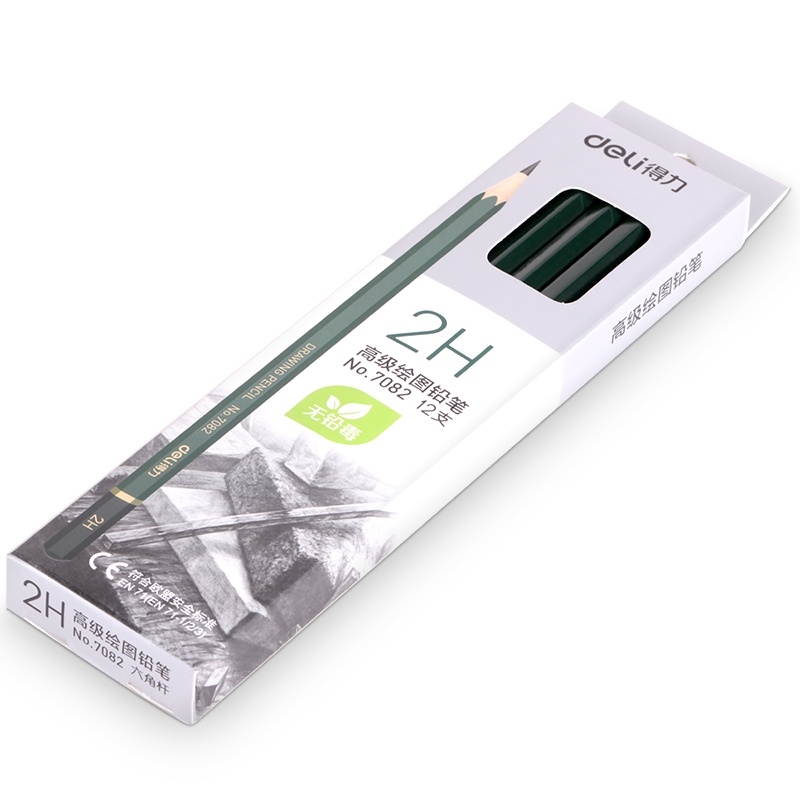 Deli 2H Drawing Pencil / Pensil Menggambar 2H 12 pcs Tidak Mudah Patah 7082-3