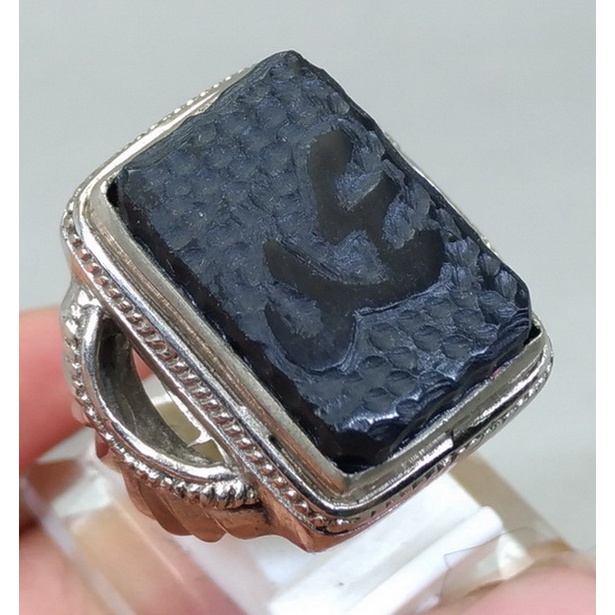 Cincin batu Permata Asli Giok Hitam Lafadz Muhammad