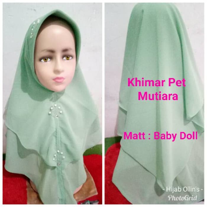 Jilbab Anak Cerruty Khimar 2 Layer Pet Mutiara