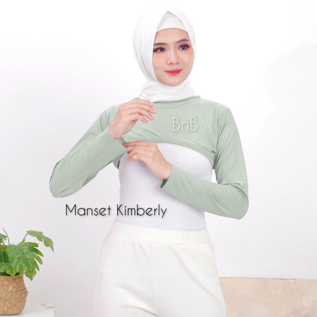Manset Kimberly Hansock Spandek Jersey Manset Sambung Balero Baju Manset Lengan Panjang Terbaru Size Fit XL Seri Hitam-melon