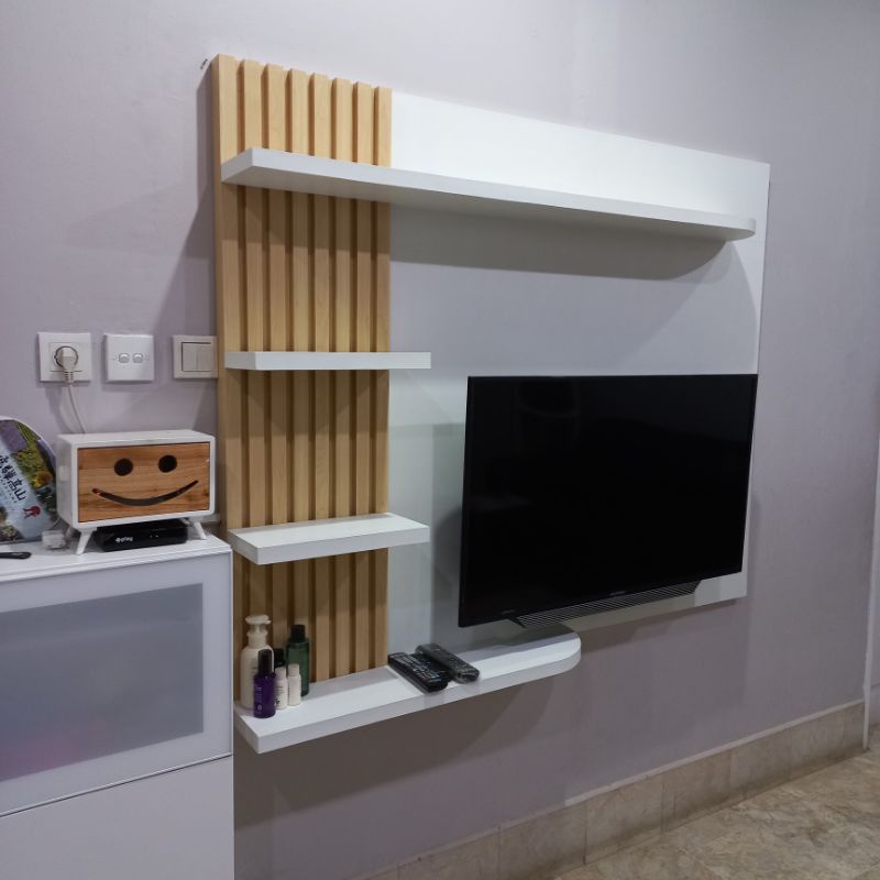 Jual backdrop tv minimalis bahan plywood ukuran 160cm x 120cm | Shopee