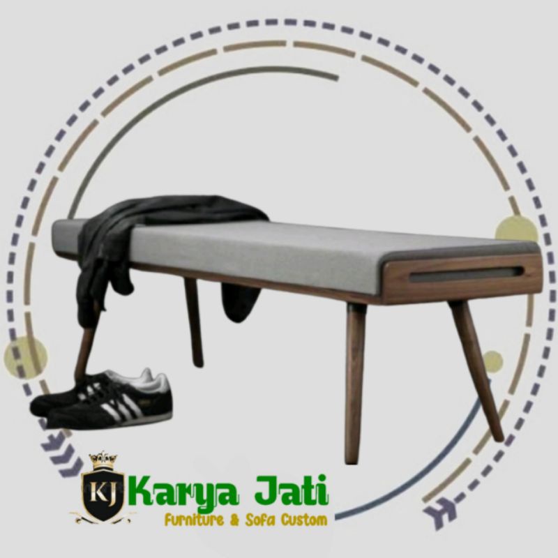 Stool Bench Solid Long Walnut, stool panjang, kursi stool, sofa panjang minimalis, kursi stool panja