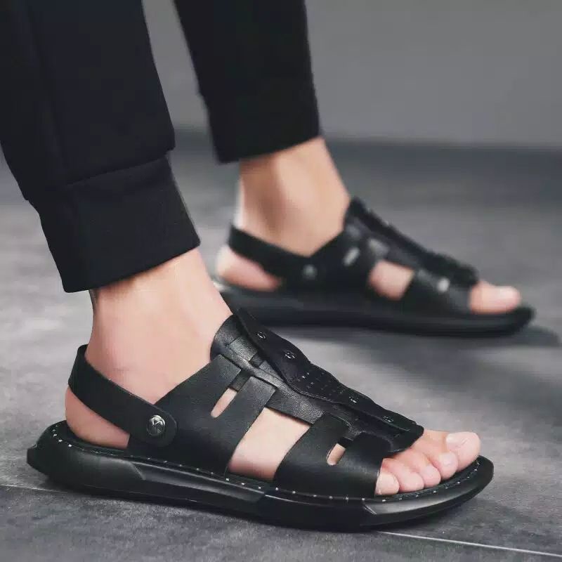 Sandal Slop Pria Dewasa Casual Kulit Murah Kekinian Sendal Selop Cowok Terbaru 2020 By Hipzo CT 21 s