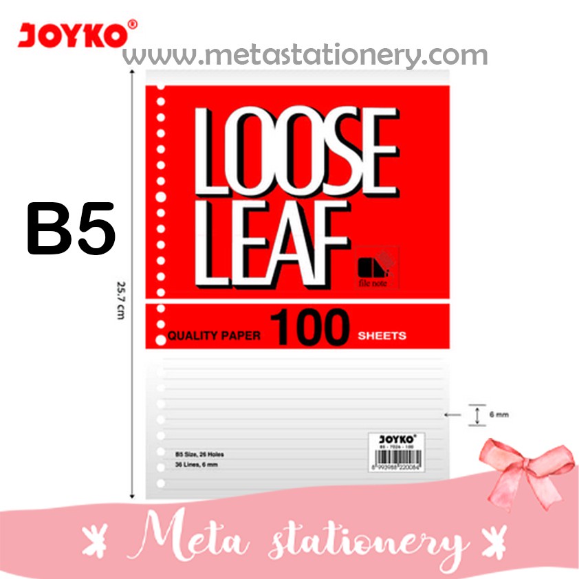 

Isi Kertas File / Loose Leaf B5 Garis Joyko 100 lembar