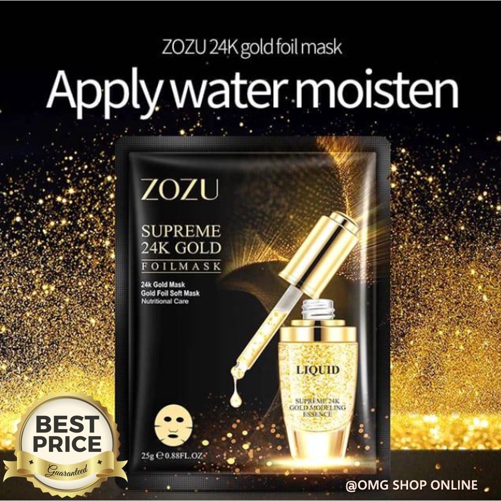 Masker Wajah ZOZU Supreme 24K Gold Facial Sheet Mask / Masker ZOZU Supreme Foil Mask Masker Pemutih Wajah dan Glowing / Masker Wajah Organik Masker Korea Serum Emas ORIGINAL Skincare Pria Wanita