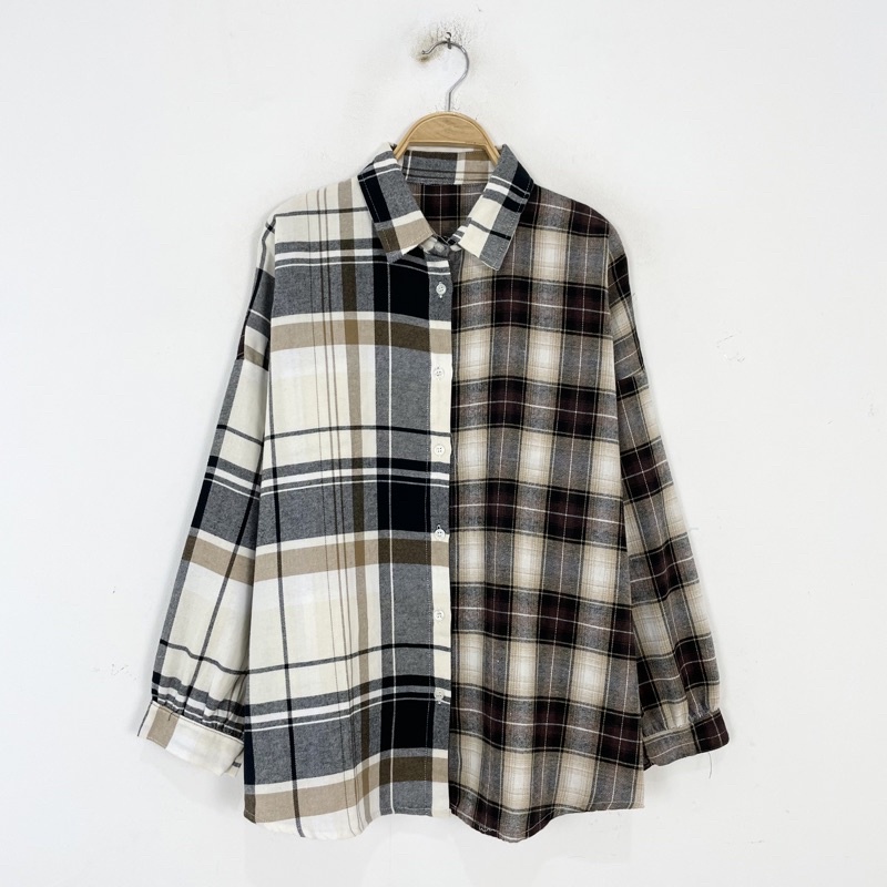 MYSHIRT 094 | Shirt Flanel Wanita Kombinasi/Kemeja Flanel Wanita/Kemeja Oversize wanita