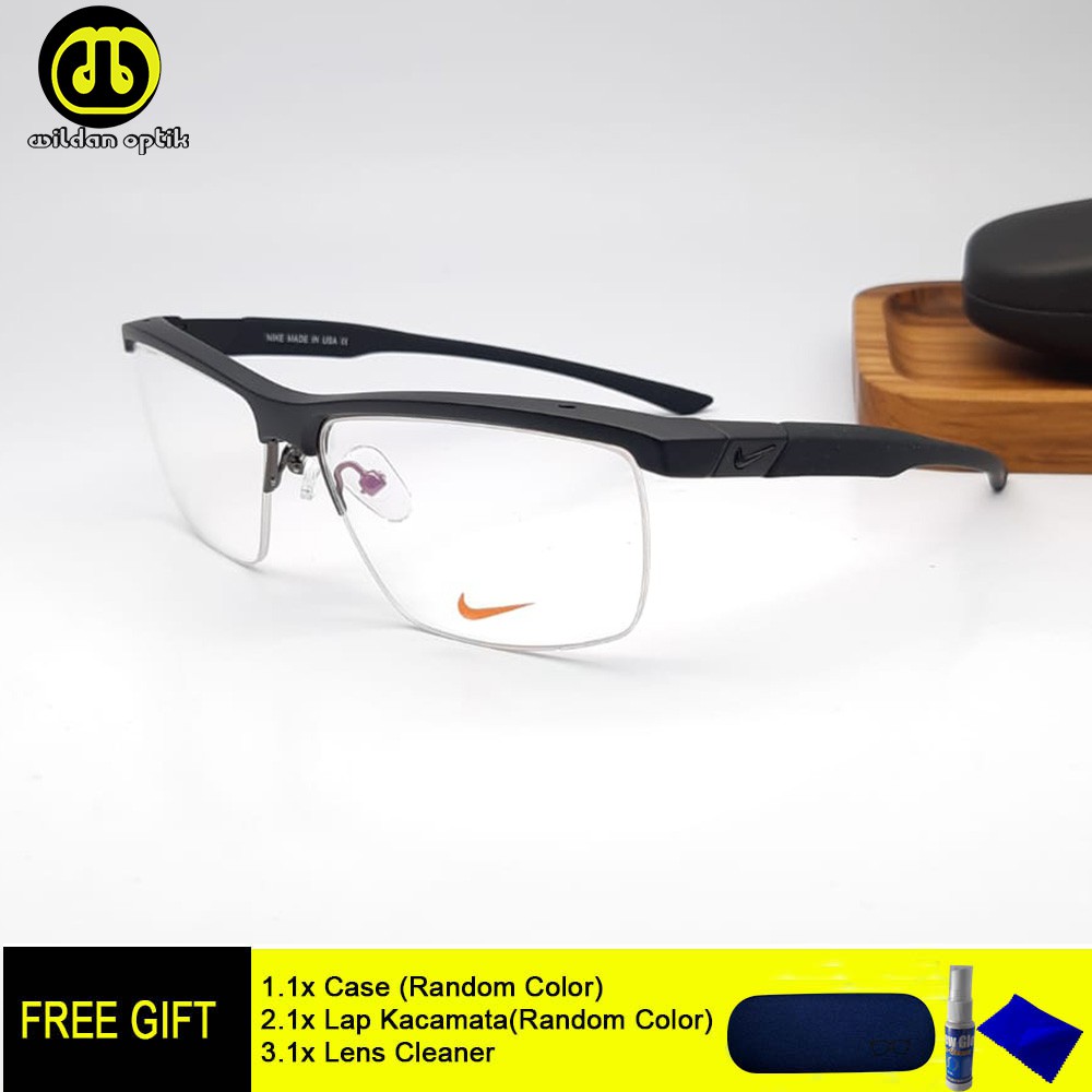 PAKET KACAMATA(FRAME+LENSA) HALF FRAME NIKE 7077 ANTI UV/BLUERAY/PHOTOCHROMIC/BLUECHROMIC TERMURAH