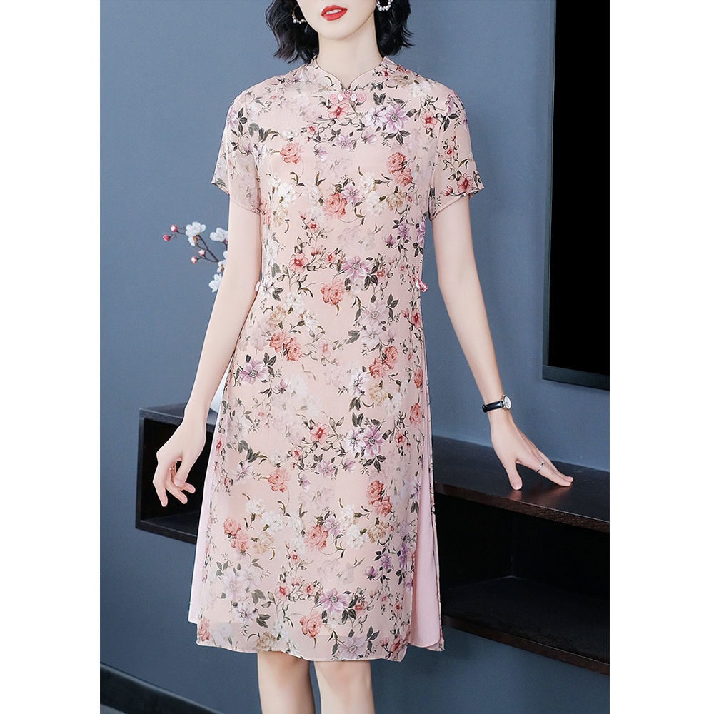 Chiffon dress children's dress 2021 spring and summer new retro improved young style cheongsam Chine