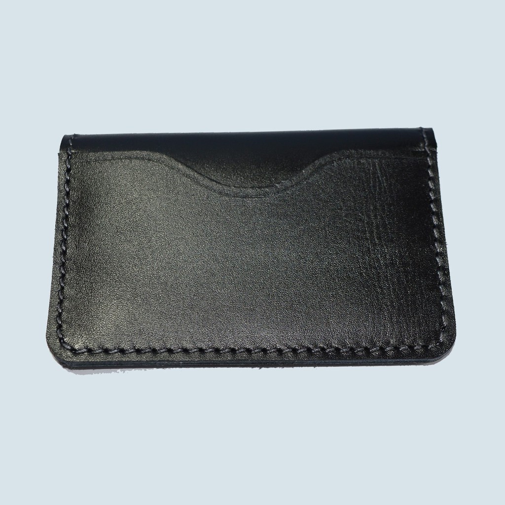 dompet kartu model lipat kulit asli - card wallet - slim wallet hitam NC032