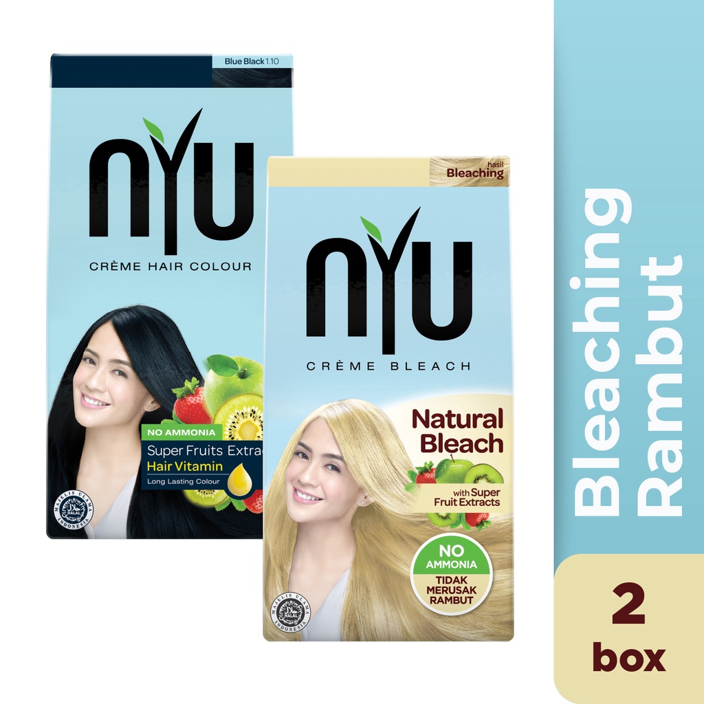 NYU Creme Hair Colour Natural Bleach + Blue Black - Bleaching Rambut