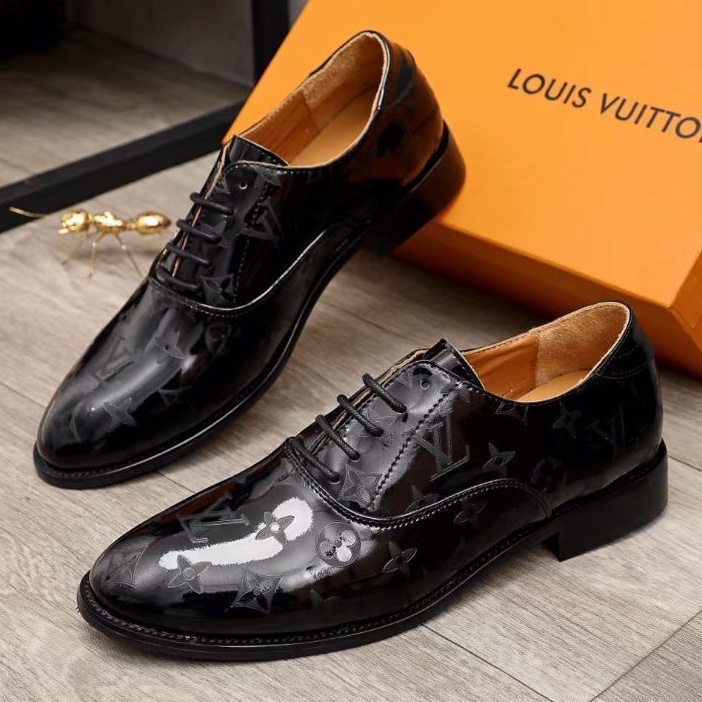 sepatu pria lv pantofel formal mirror shoes lou is vuitton cowok resmi hitam