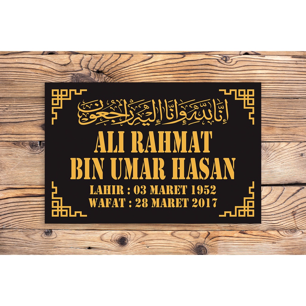 Batu Nisan Akrilik nama Almarhum Papan Nama Kijing