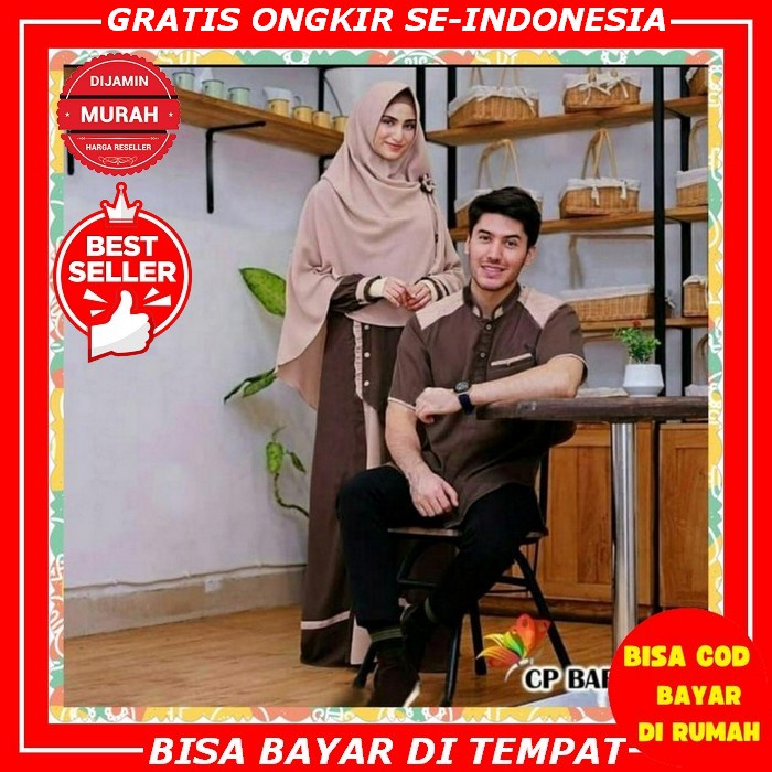 Baju Gamis Syar'I Brukat Couple Suami Istri Warna Lilac Luna Dress Raya Collection Mewah Glamor Excl