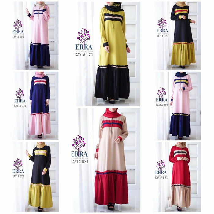 R.E.A.D.Y Gamis Kayla 021 Ori by Erra | Baju Muslim Abaya Busui Cantik Syari