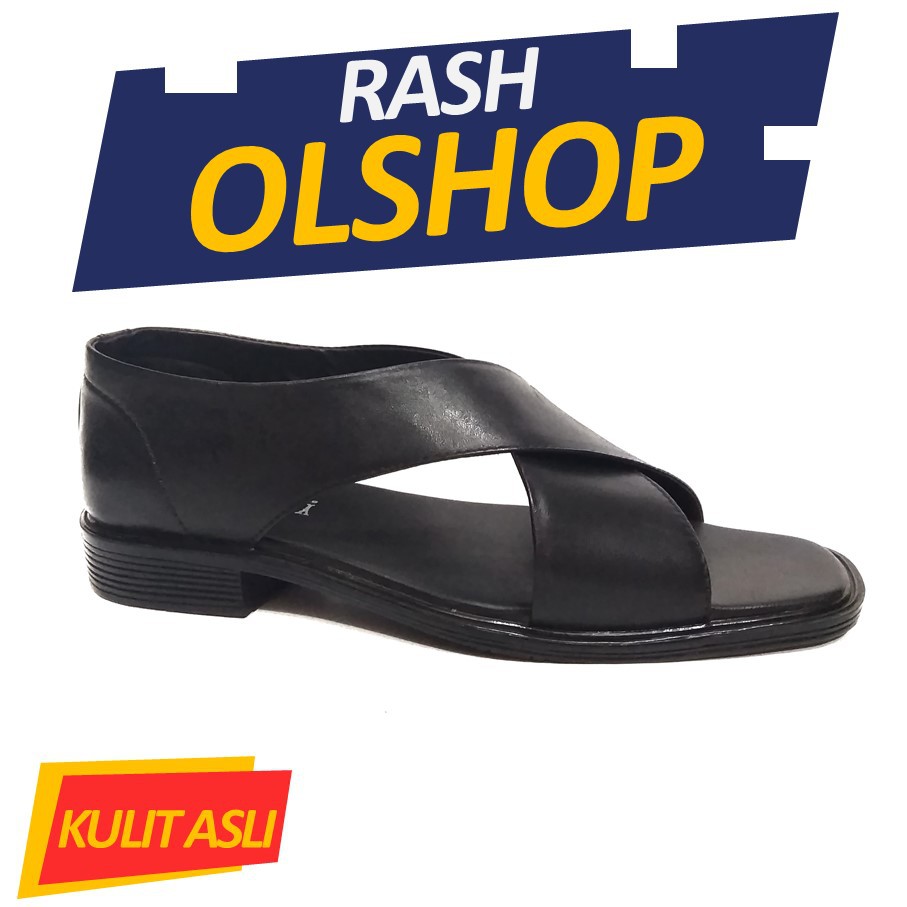 Sepatu sandal model kenip silang bahan kulit asli sepatu sandal bapak bapak