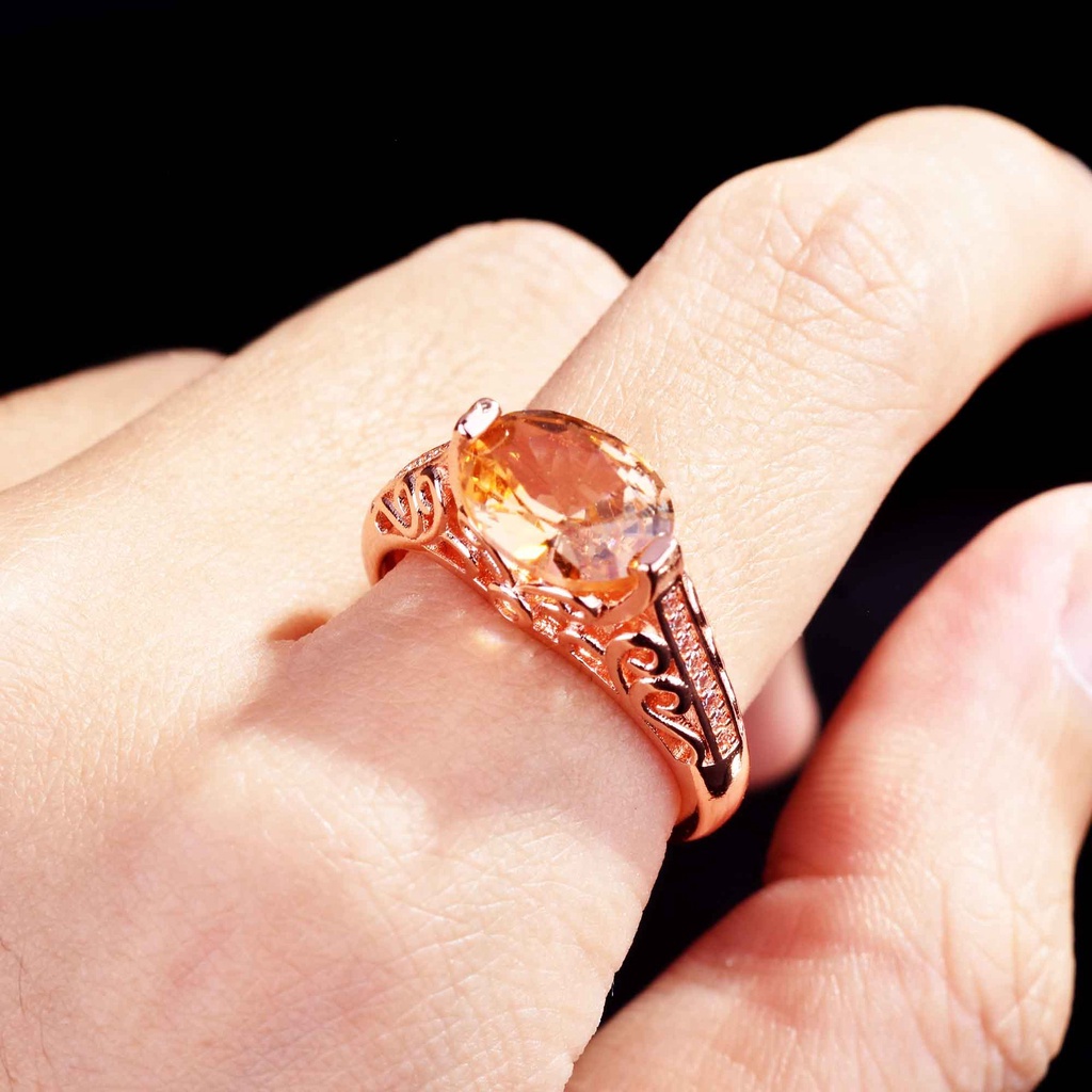 perak asli 925 cincin Wanita Kreatif berongga rose gold Gemstone Perhiasan