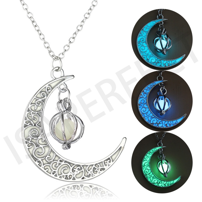 Hot Sale Bercahaya Bersinar Bulan Malam Mutiara Antik Lotus Pasir Timer Kaca Liontin Turtle Manik Kalung Fashion Liontin Halloween Perhiasan Fashion Aksesoris