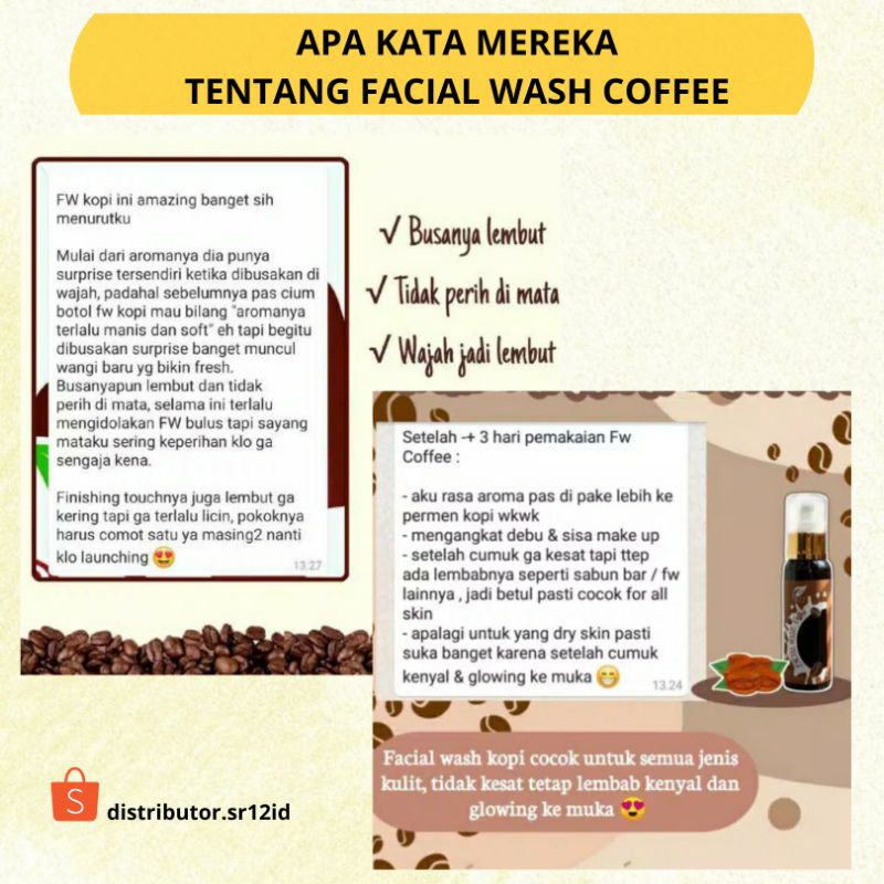 Facial Wash Coffee SR12 100 ml Sabun Muka Herbal Pembersih Wajah Flek Hitam Komedo Bekas Jerawat