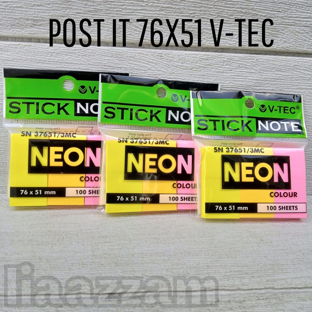 

Post it Pembatas Stick Note V-tec Tanggung Ukuran 76 mm x 51 mm 3 CUT