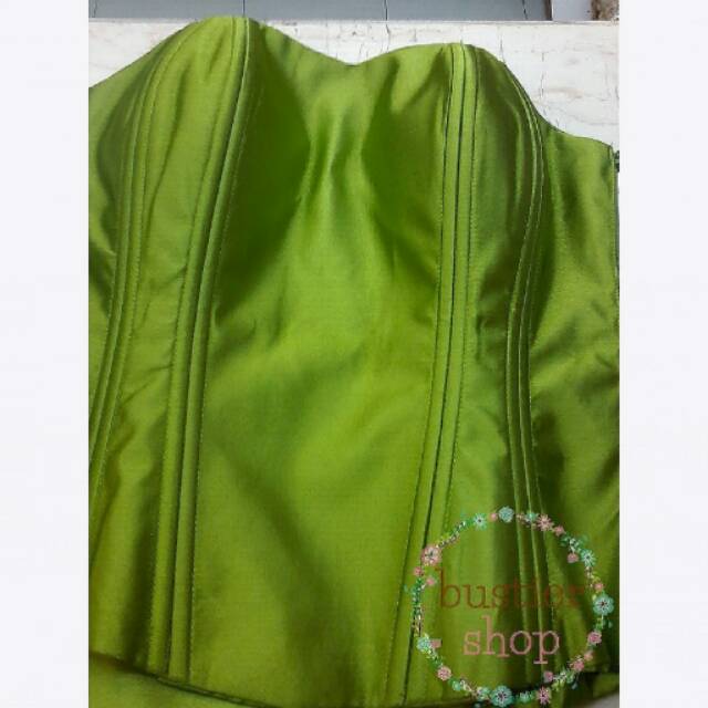Bustier satin tali premium hijau daun