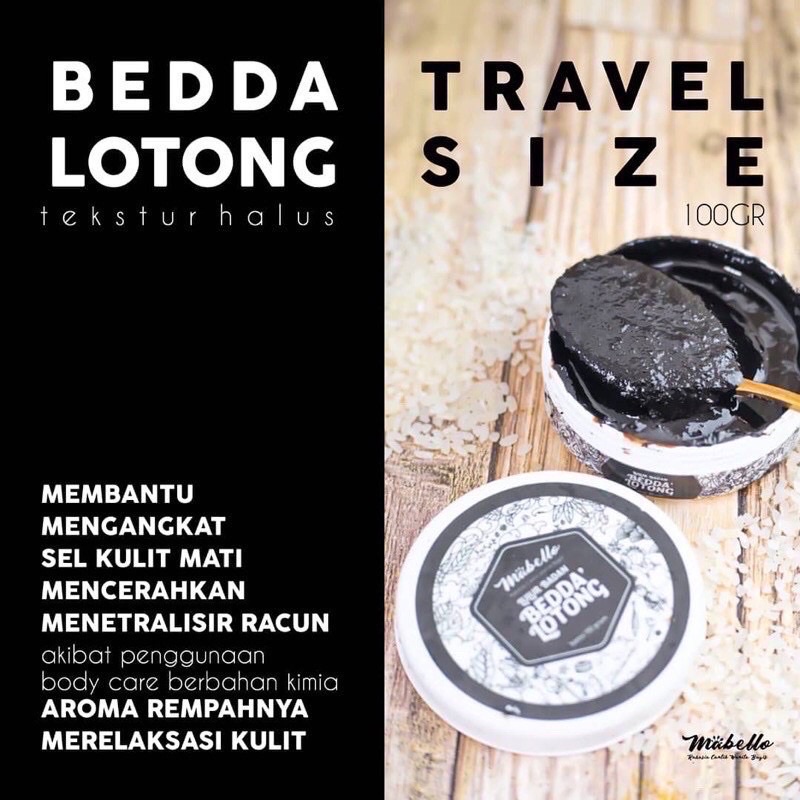 MABELLO Lulur Badan Bedda Lotong Original (Travel size) 100 gr / MABELLO BEDA LOTONG