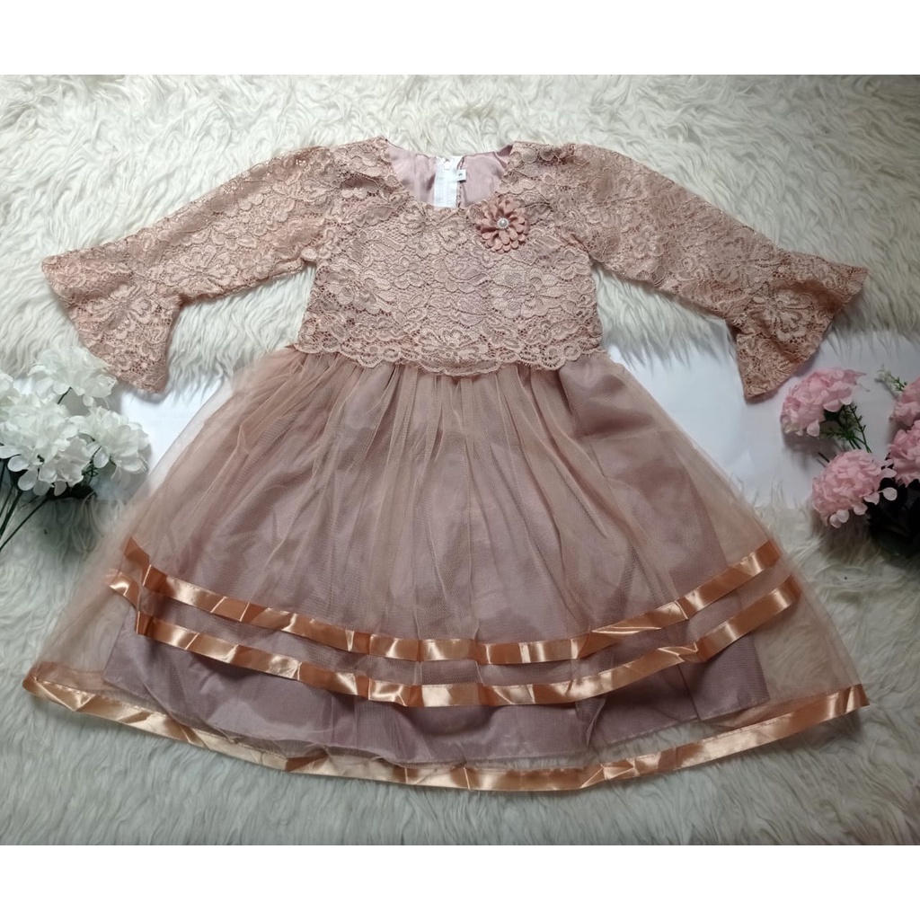 GAUN CORD MIX TUTU LENGAN PANJANG